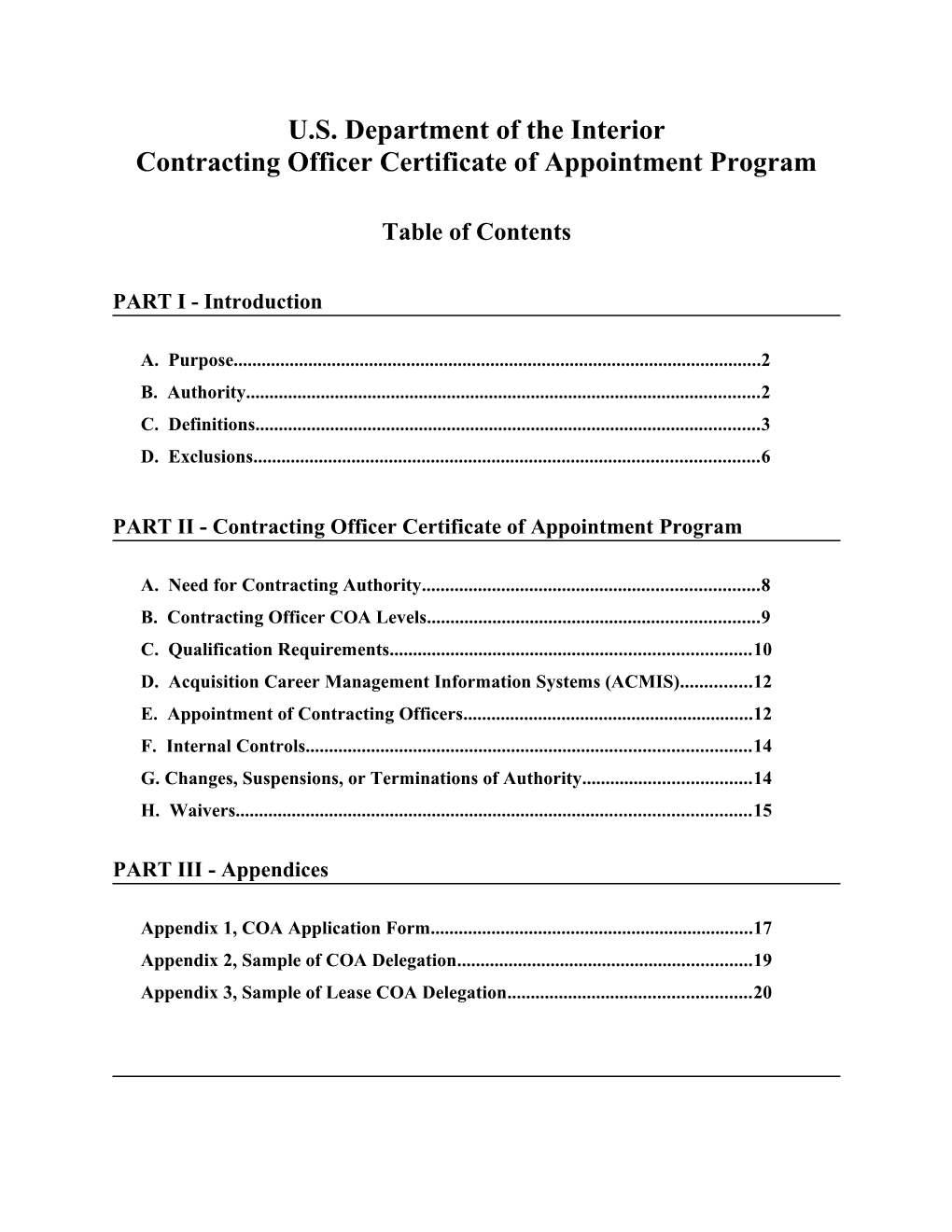 Contracting Officer Certificate of Appointment Program