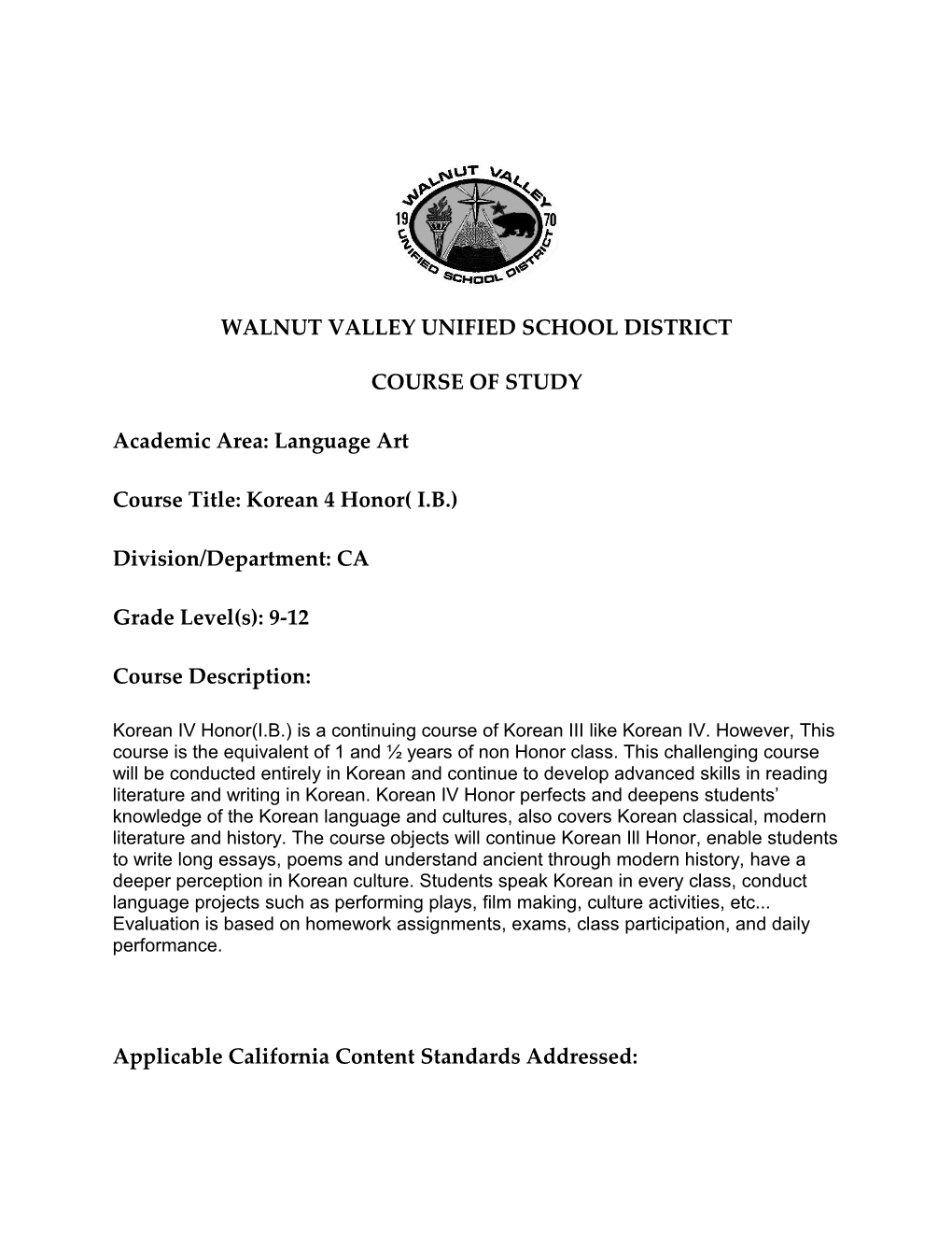 Walnutvalley Unified School District
