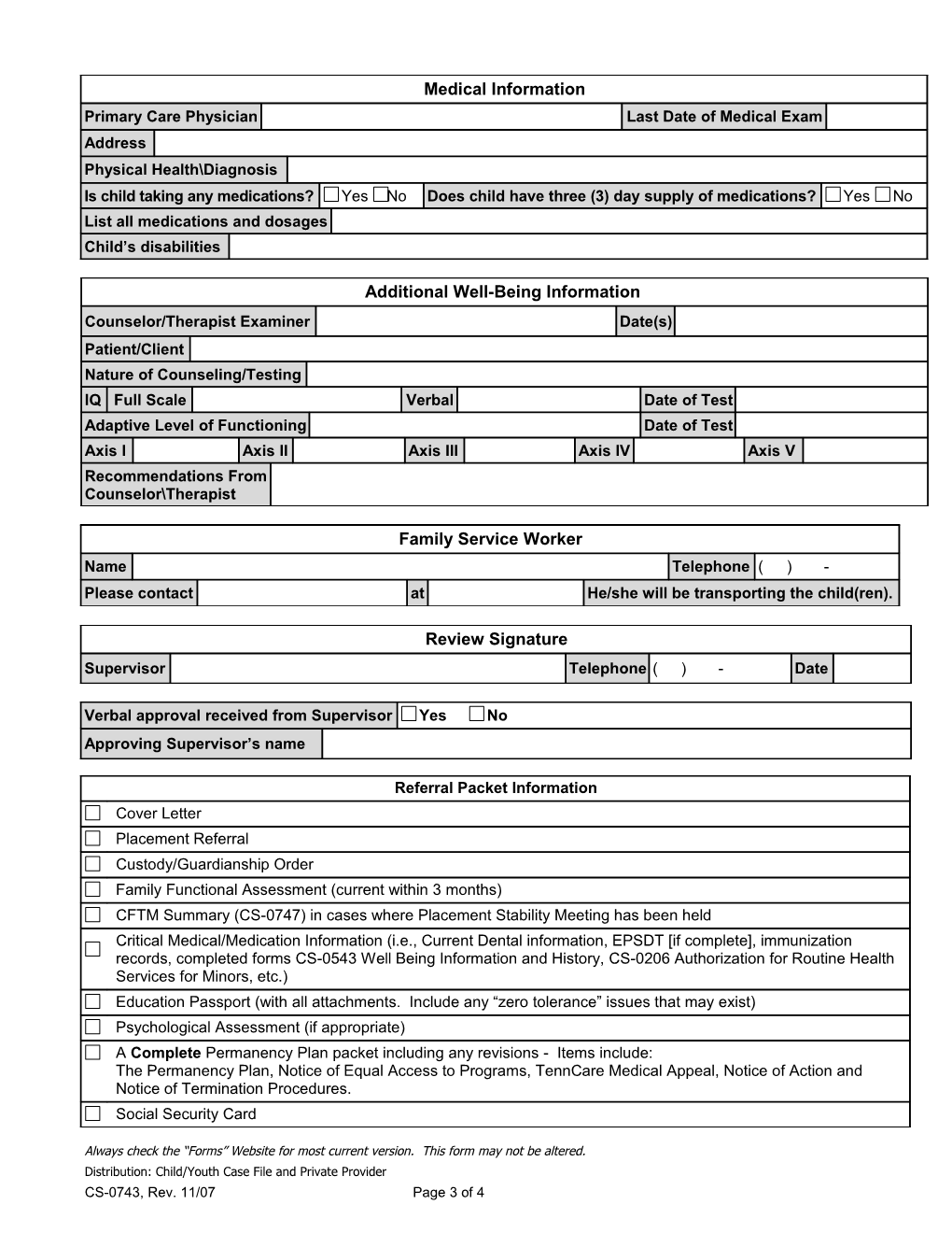 This Form Is Used to Make Placement Referrals After a Placement Stability Child and Family