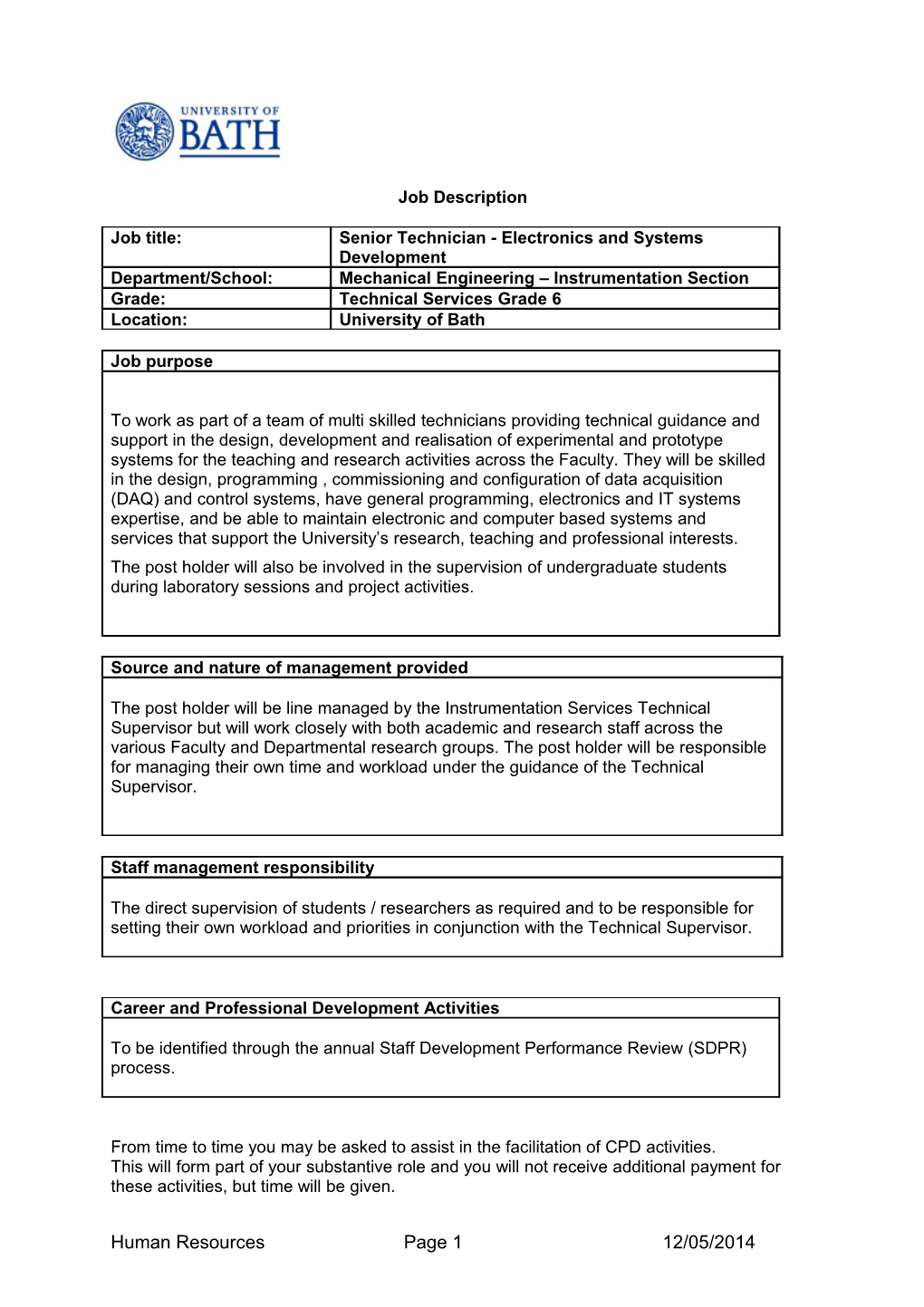 To Provide Technical Support for the Department S Laboratories and Facilities