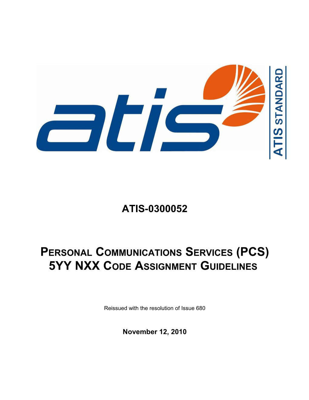 Personal Communications Services (Pcs)Atis-0300052
