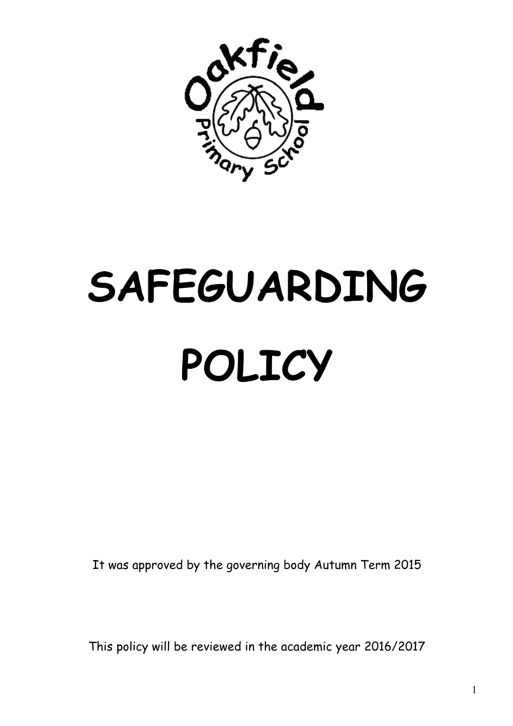 Primary School Safeguarding Policy