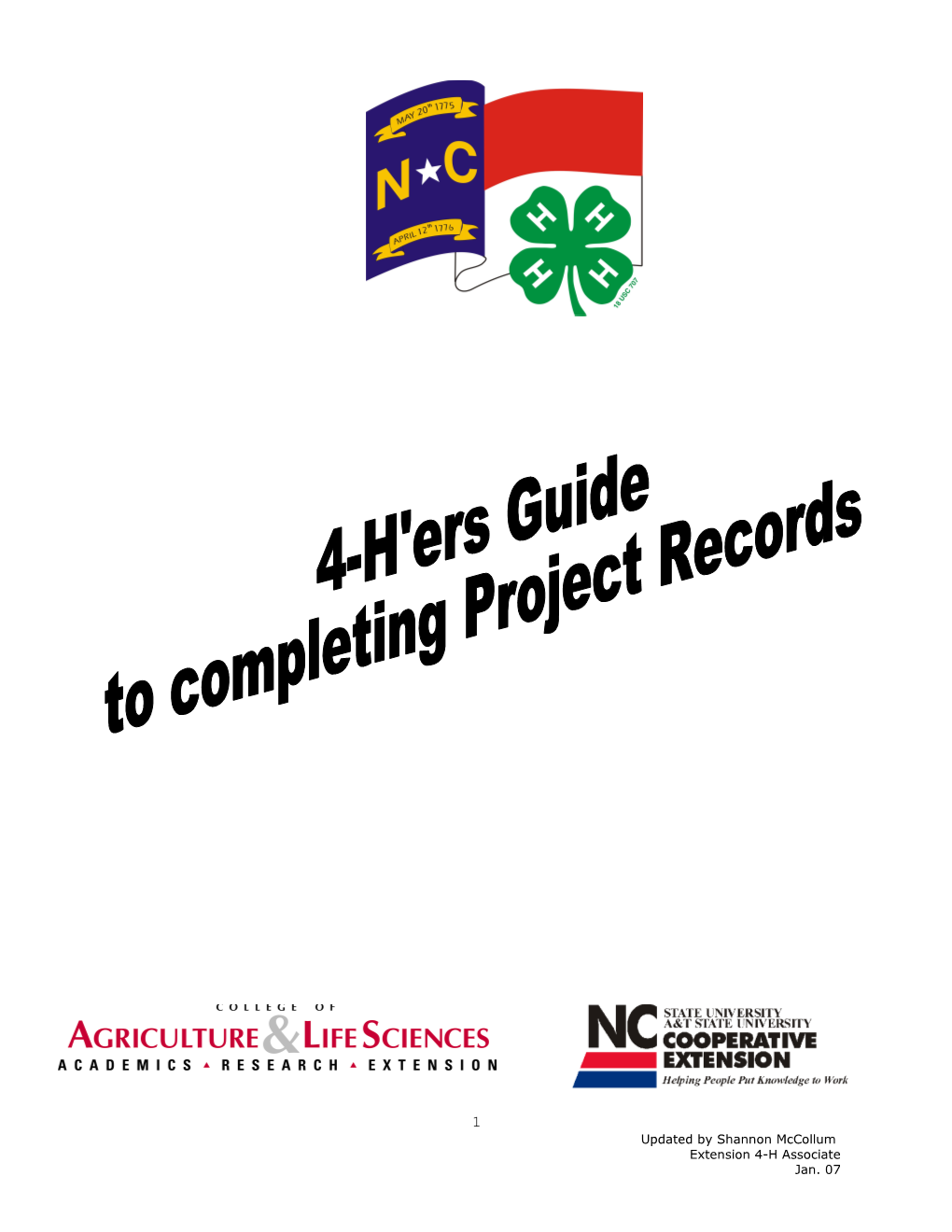 4-H Records Are an Important Written Summary of What You Have Learned and the Skills That