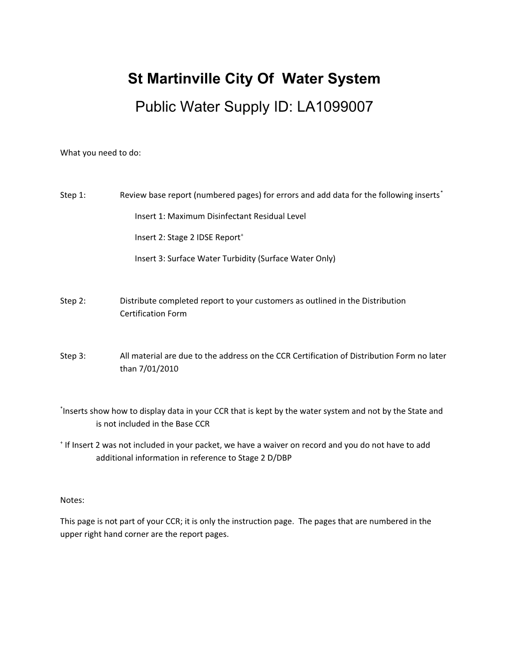 St Martinville City of Water System