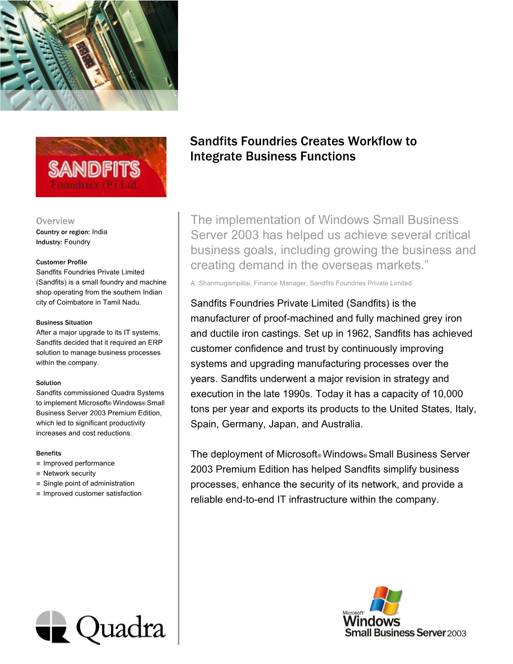 Writeimage CEP Sandfits Foundries Creates Workflow to Integrate Business Functions