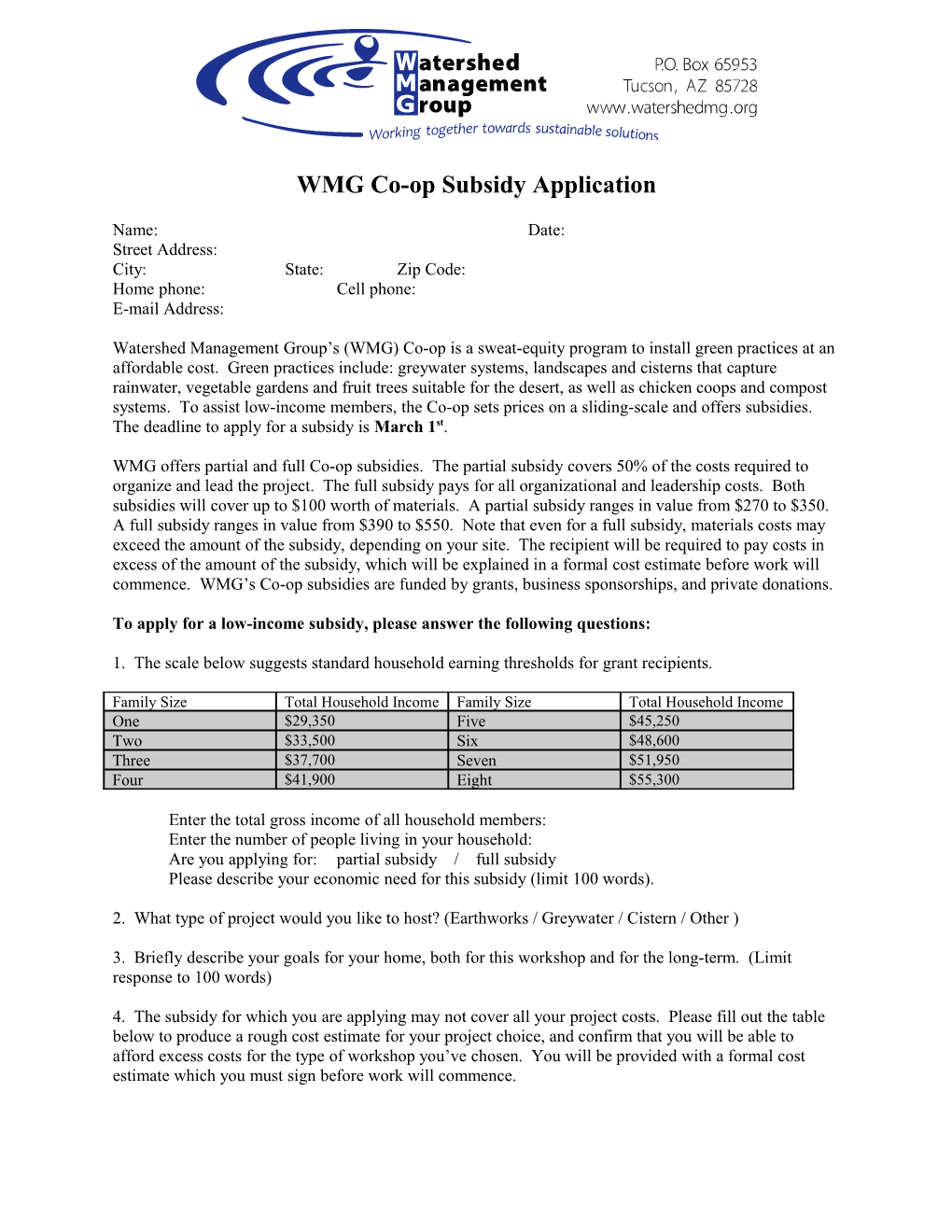WMG Water Harvesting Co-Op