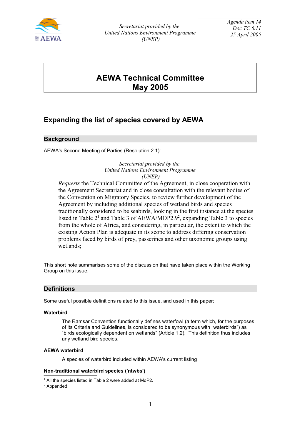AEWA Technical Committee