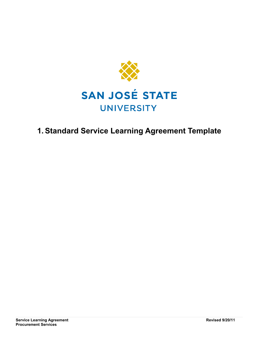 Standard Service Learning Agreement Template
