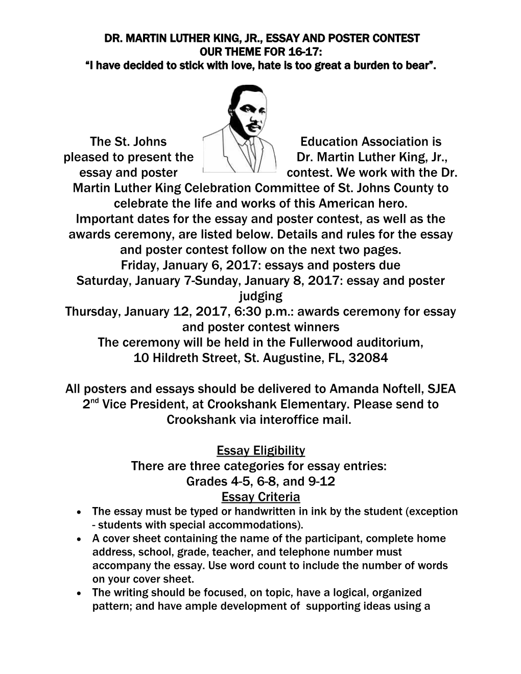 Dr. Martin Luther King, Jr., Essay and Poster Contest