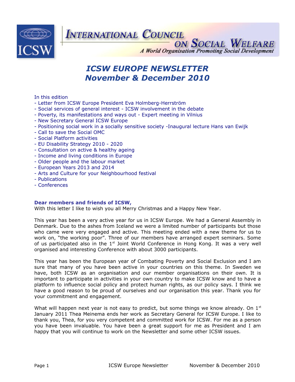 Icsw Europe Newsletter