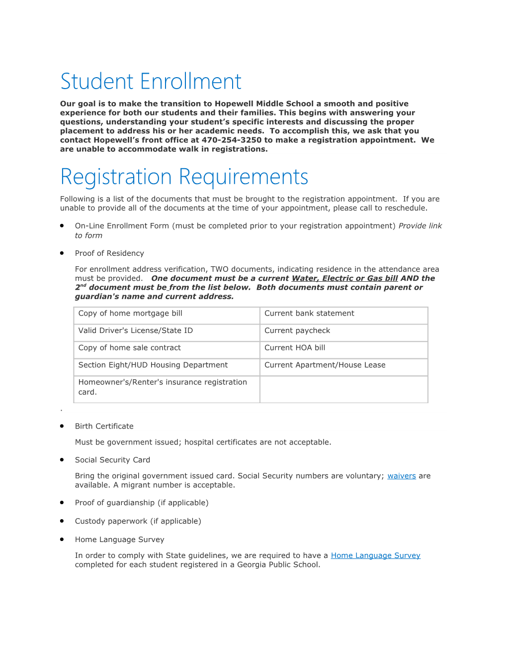 Revised Summer Enrollement Info
