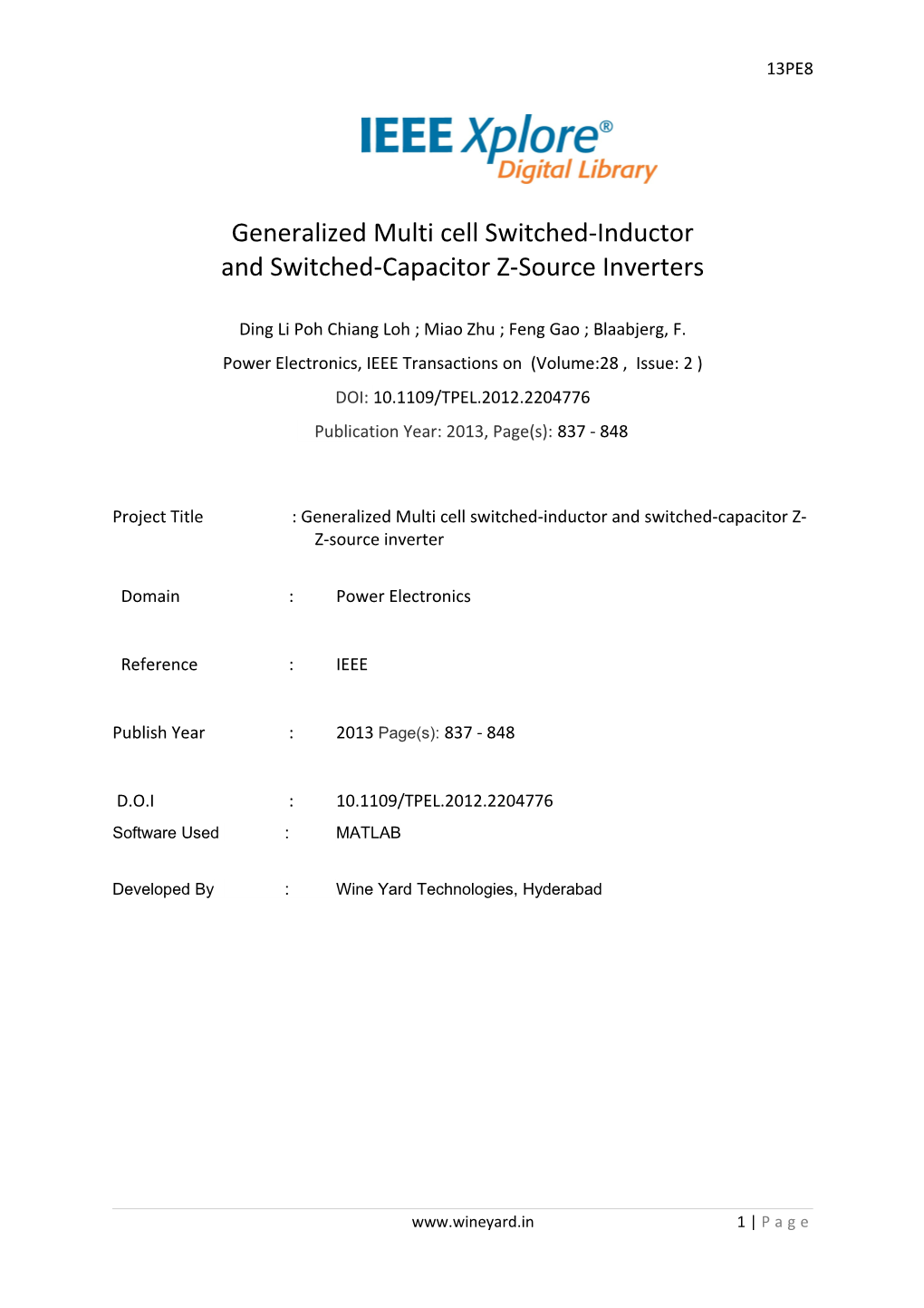 Generalized Multi Cell Switched-Inductor