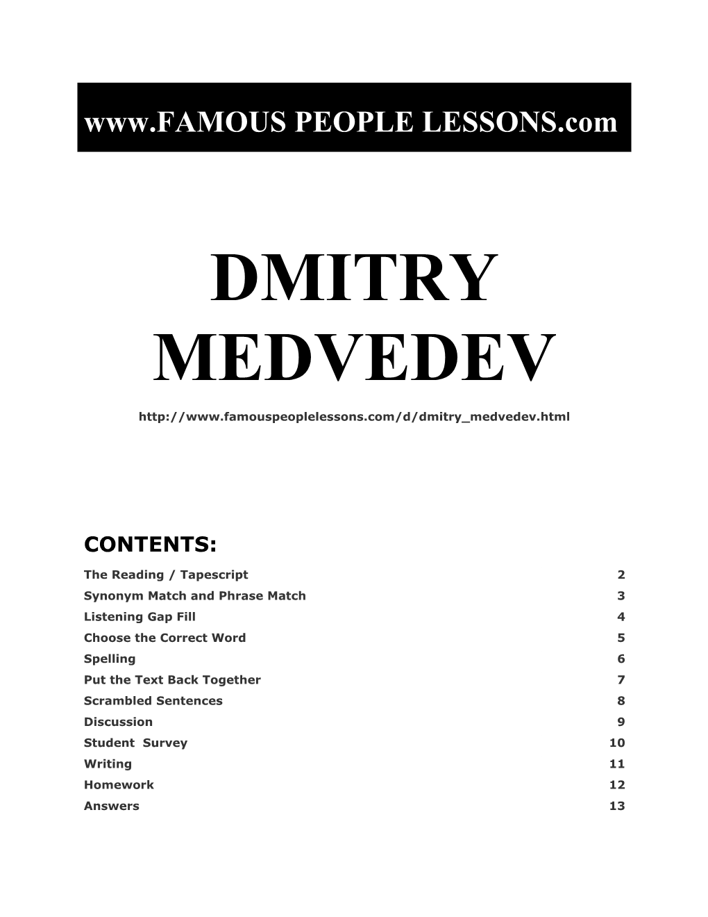 Famous People Lessons - Dmitry Medvedev