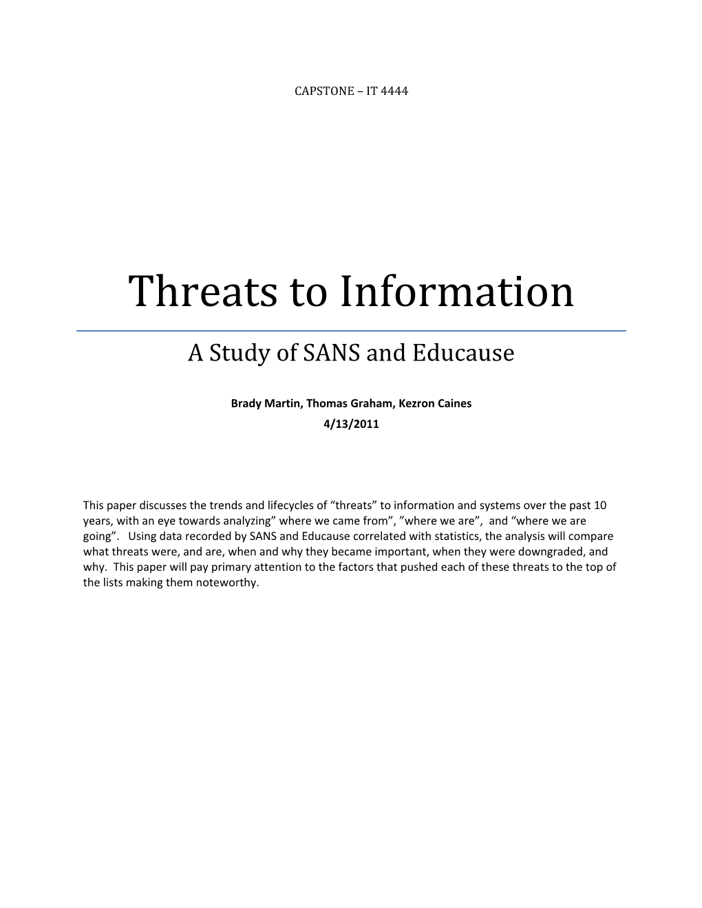 Threats to Information