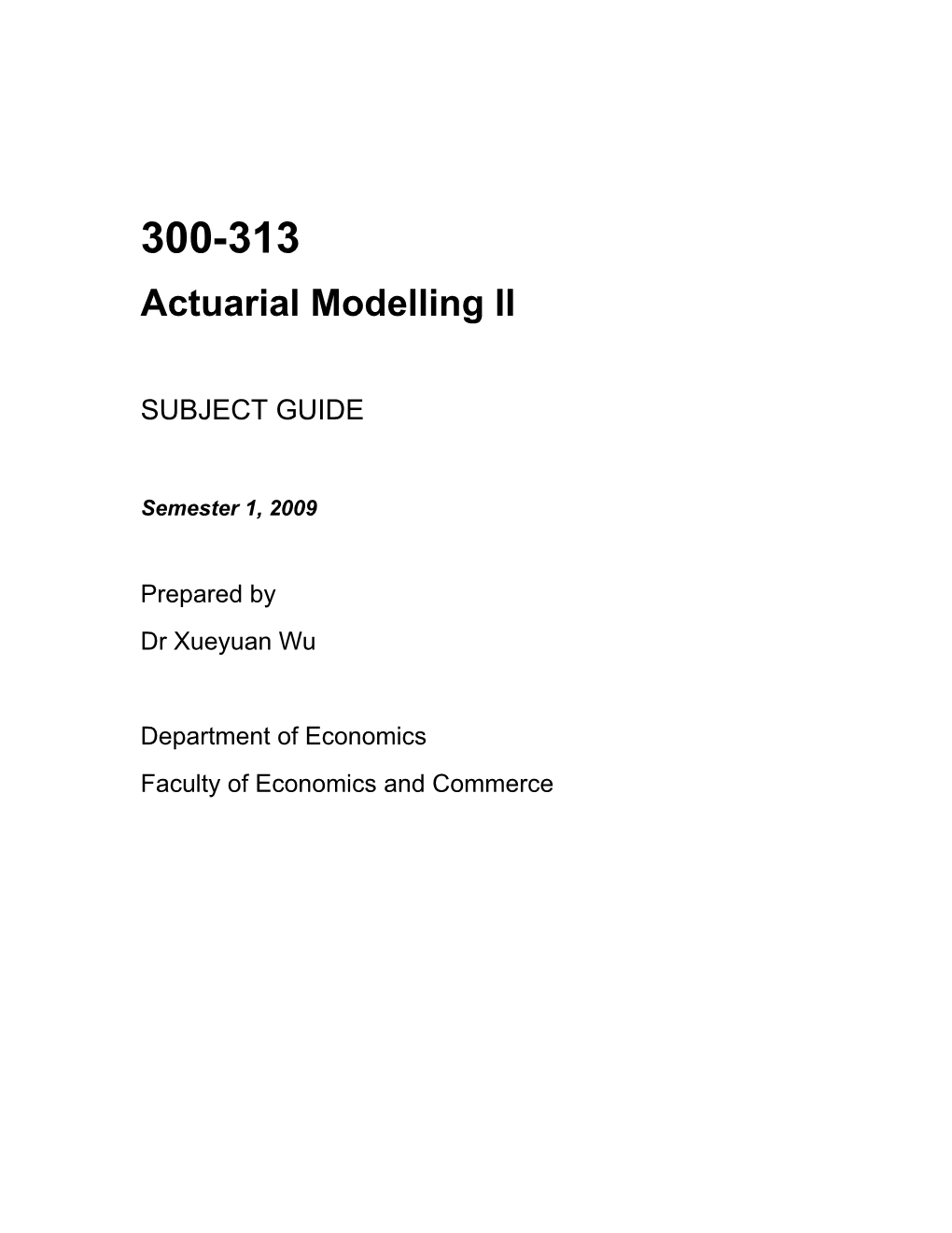 Actuarial Modelling II