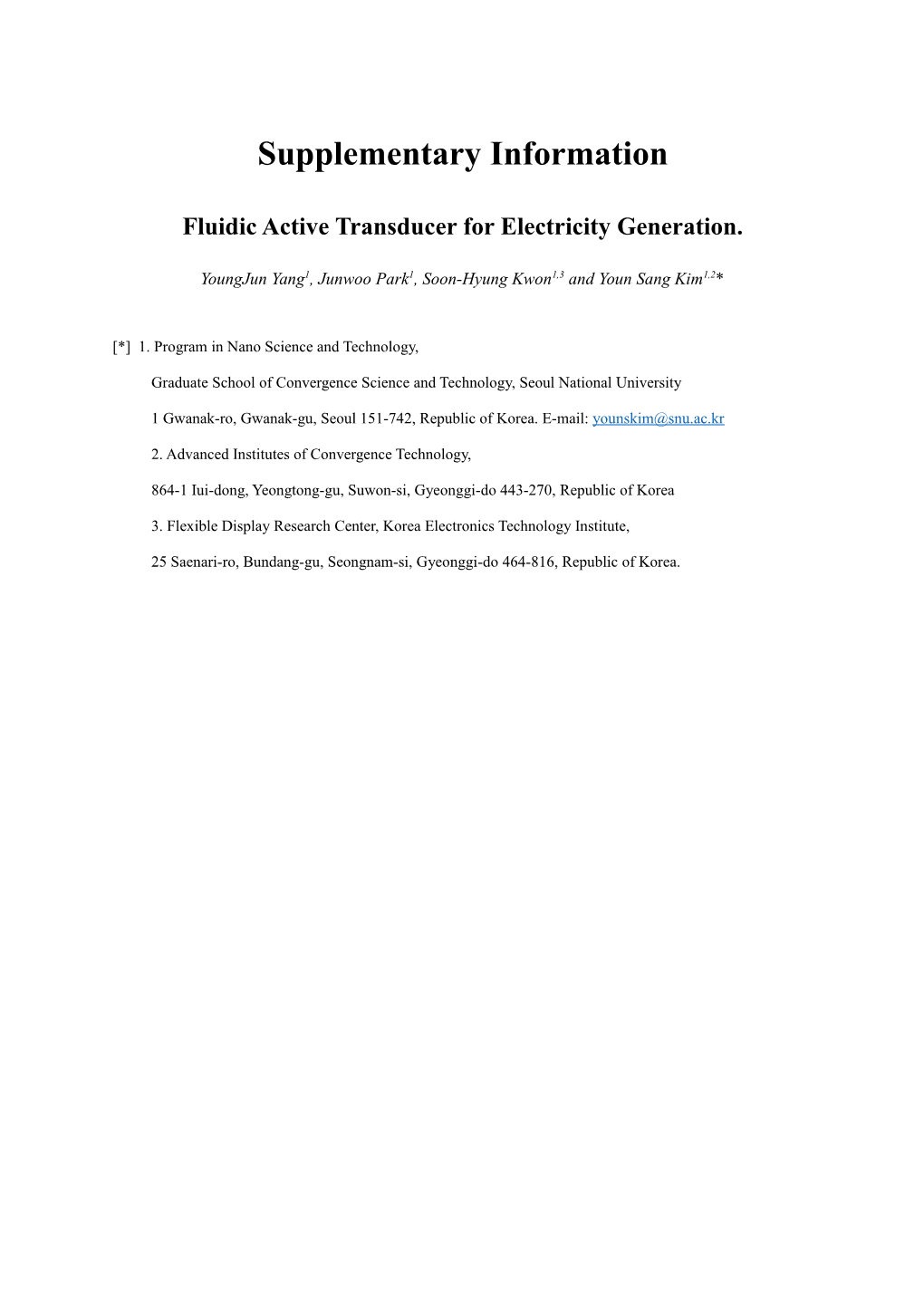 Fluidic Active Transducer for Electricity Generation