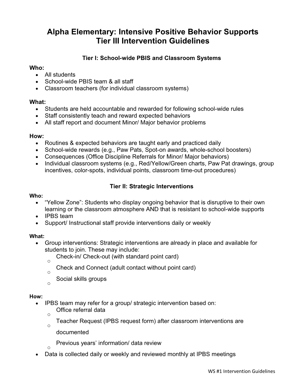 Beta Middle School: Individual Student Support Practices Flowchart