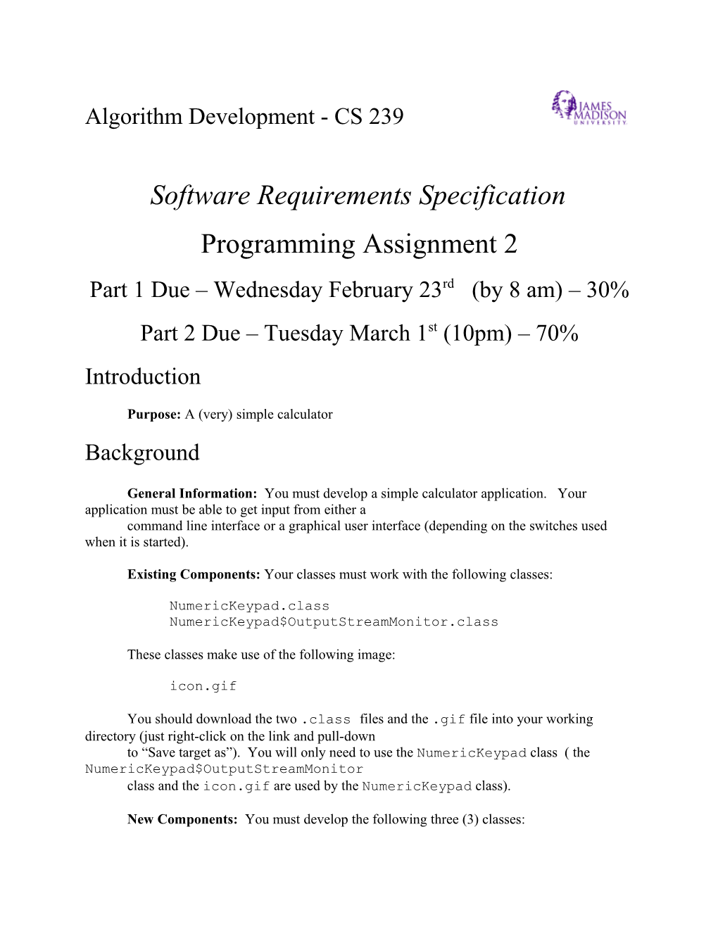 Algorithm Development - CS 239