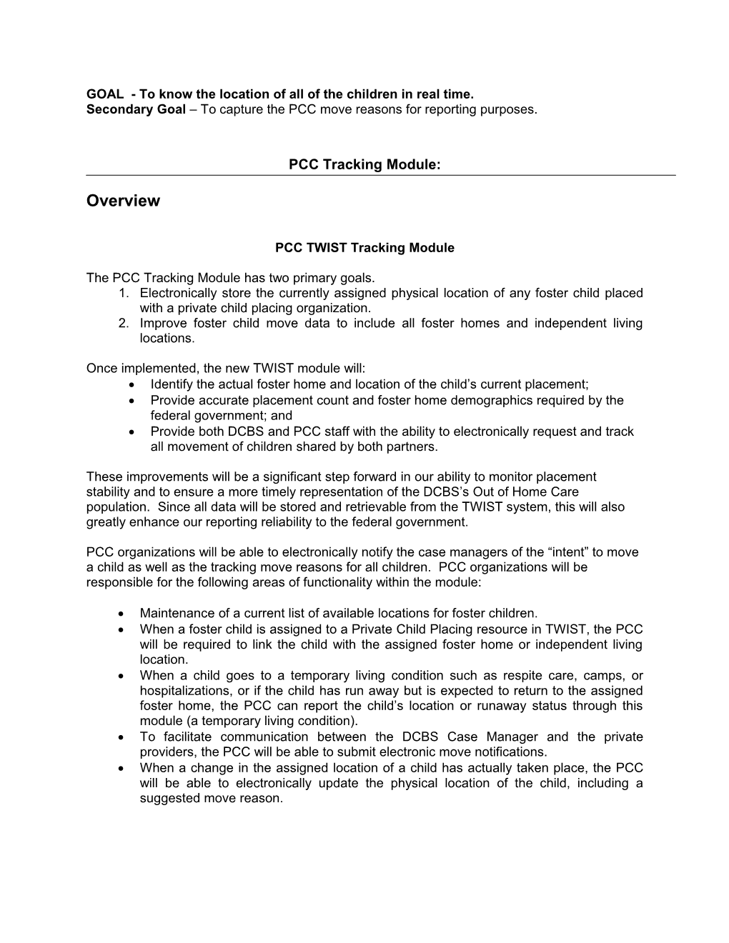 PCC Tracking Module Overview