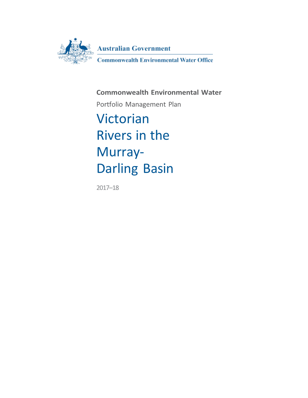 Portfolio Management Plan Victorian Rivers in the Murray-Darling Basin 2017 18