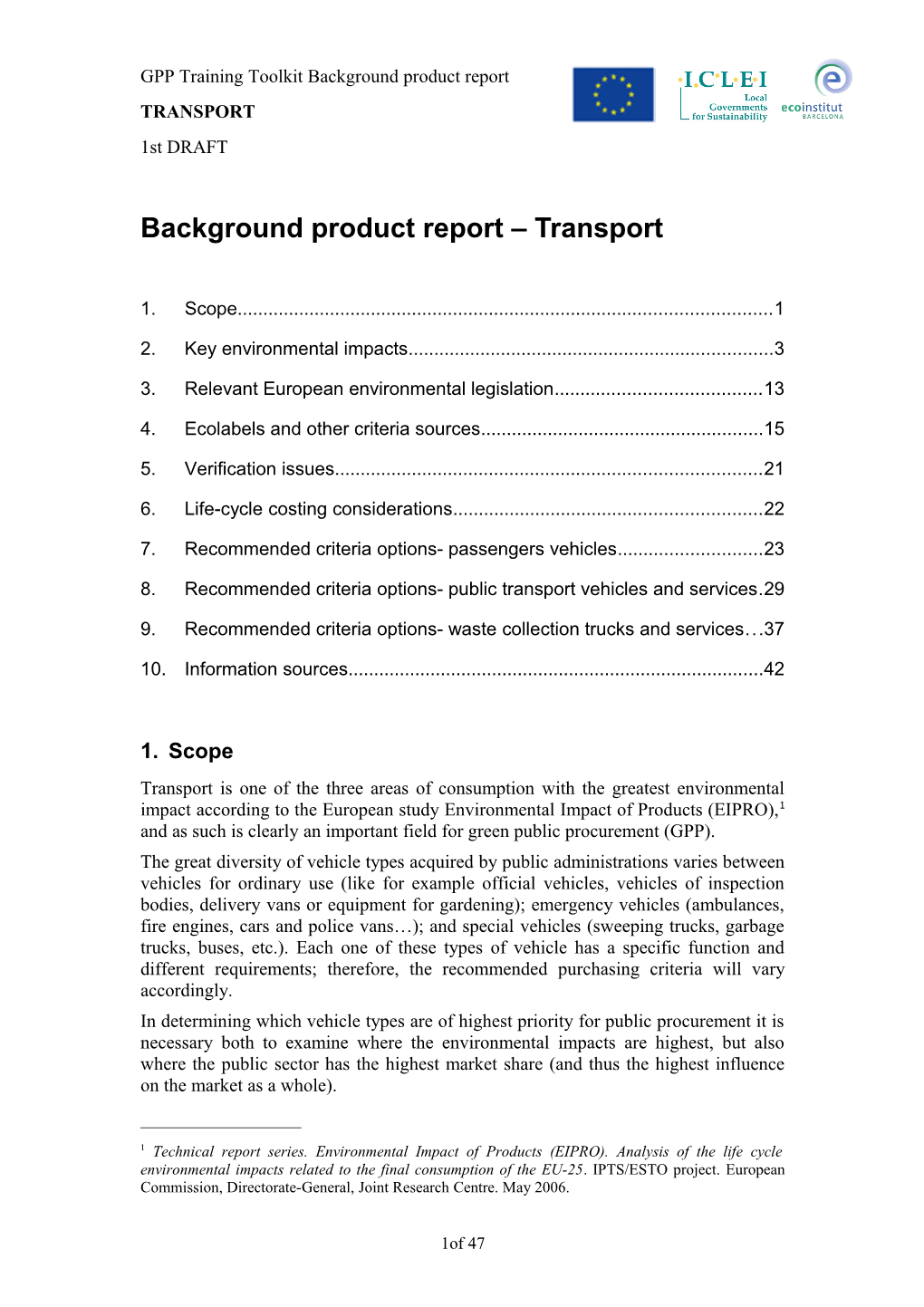 Background Product Report - Transport
