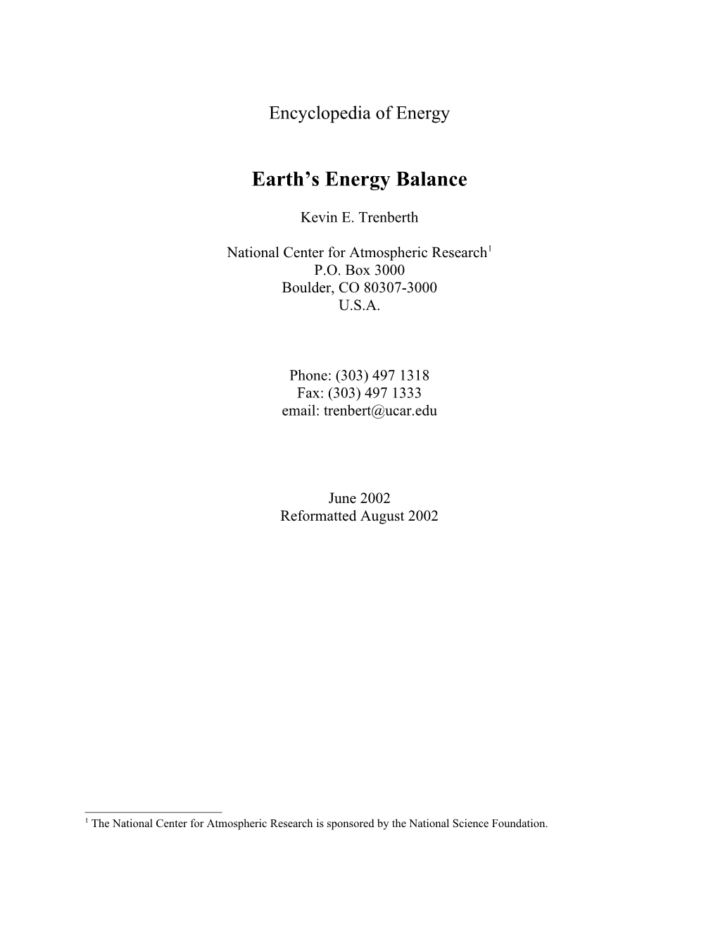 Earth S Energy Balance