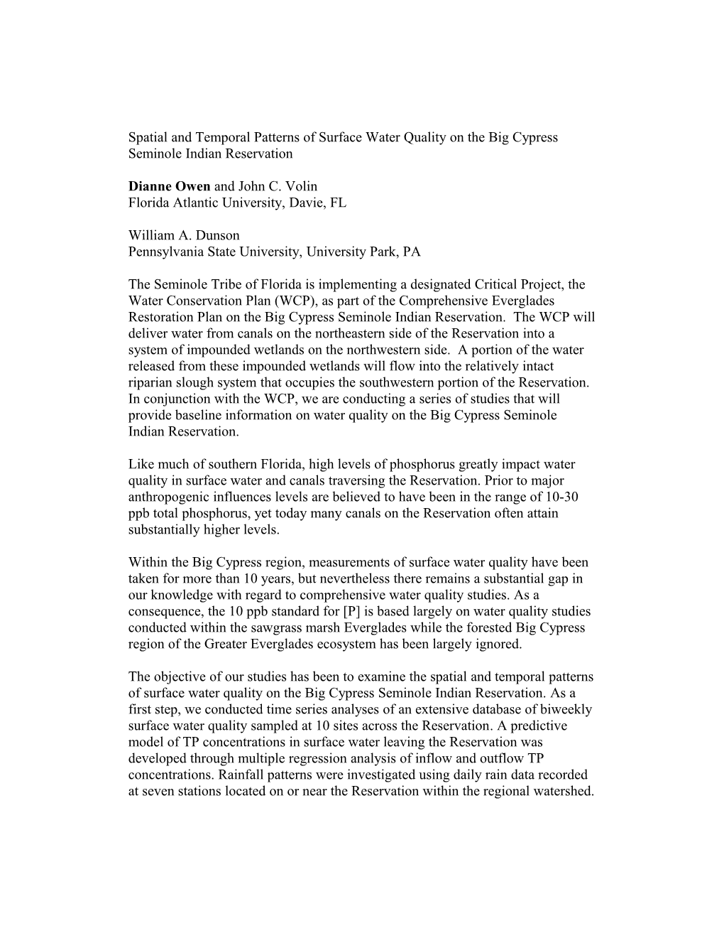 Modeling the Assimilative Capacity for Phosphorus Through the Canal System on the Florida