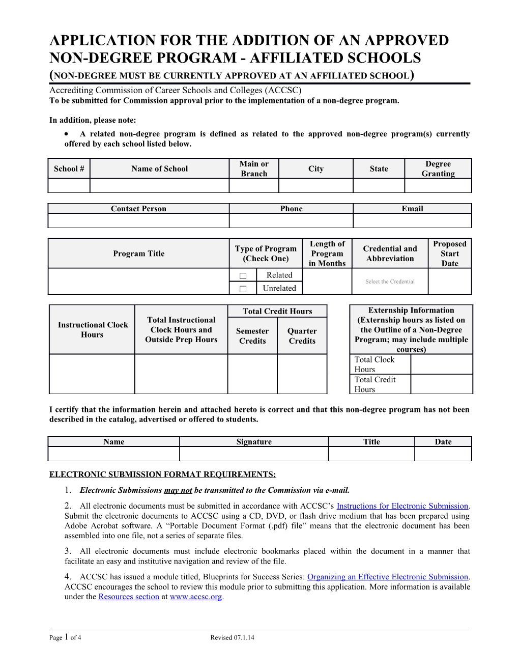 Substantive Change Report - Part I