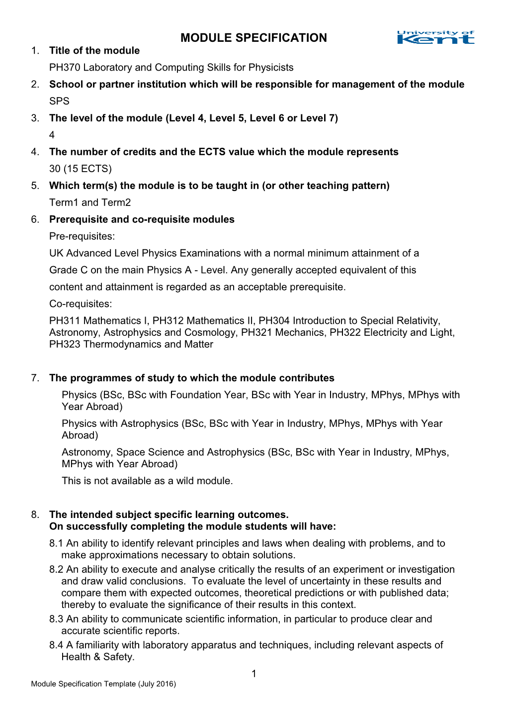 PH370 Laboratory and Computing Skills for Physicists