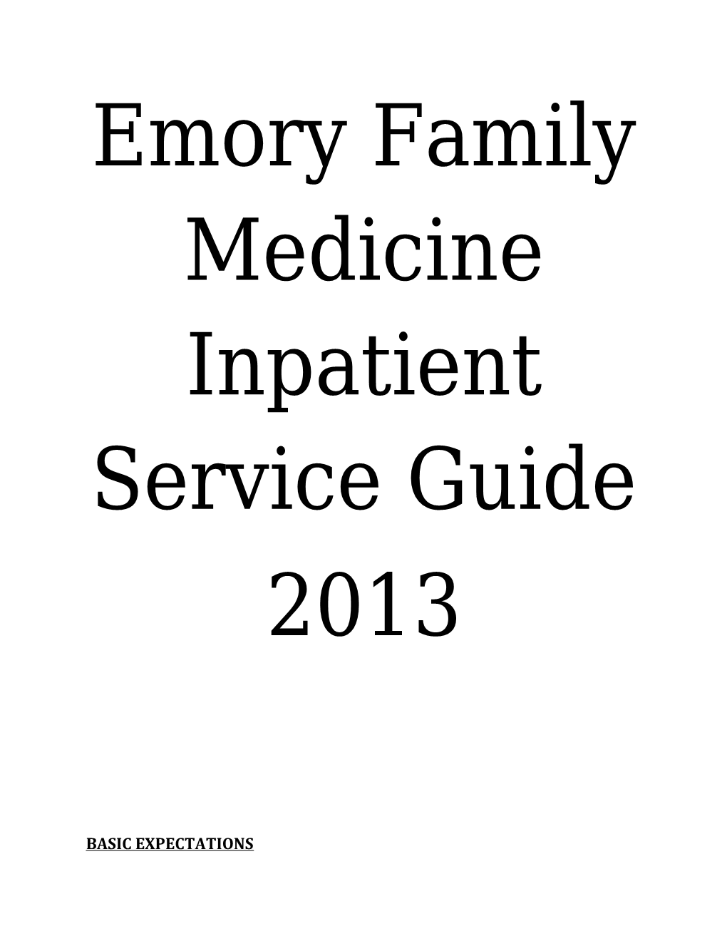 Emory Family Medicine Inpatient Service Guide