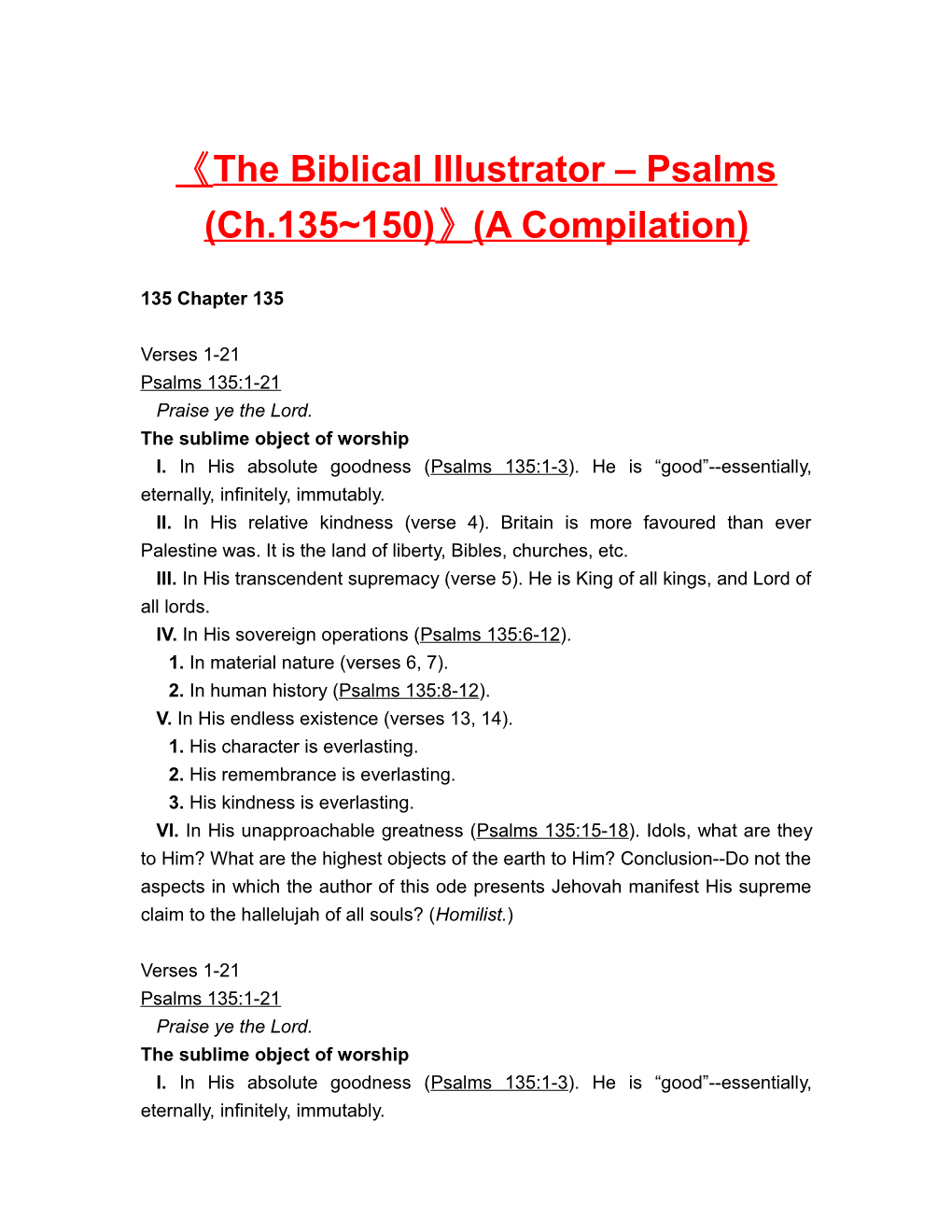 The Biblical Illustrator Psalms (Ch.135 150) (A Compilation)