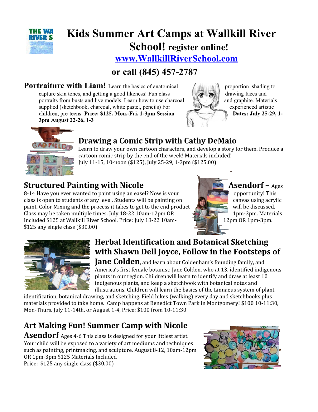 Kids Summer Art Camps at Wallkill River School!Register Online!