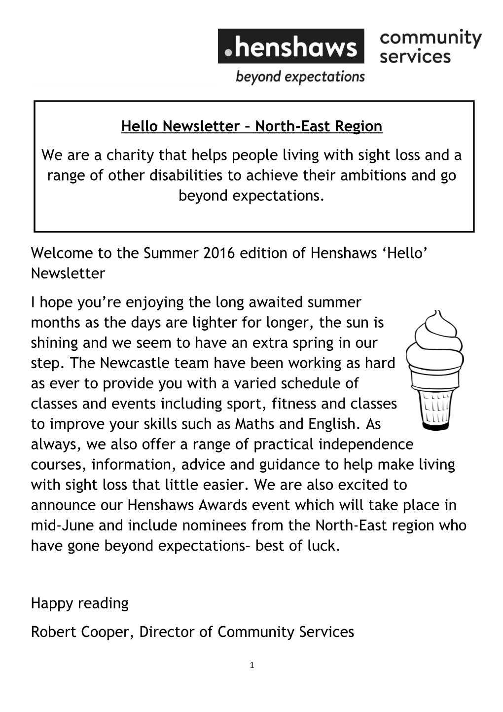 Hello Newsletter North-East Region