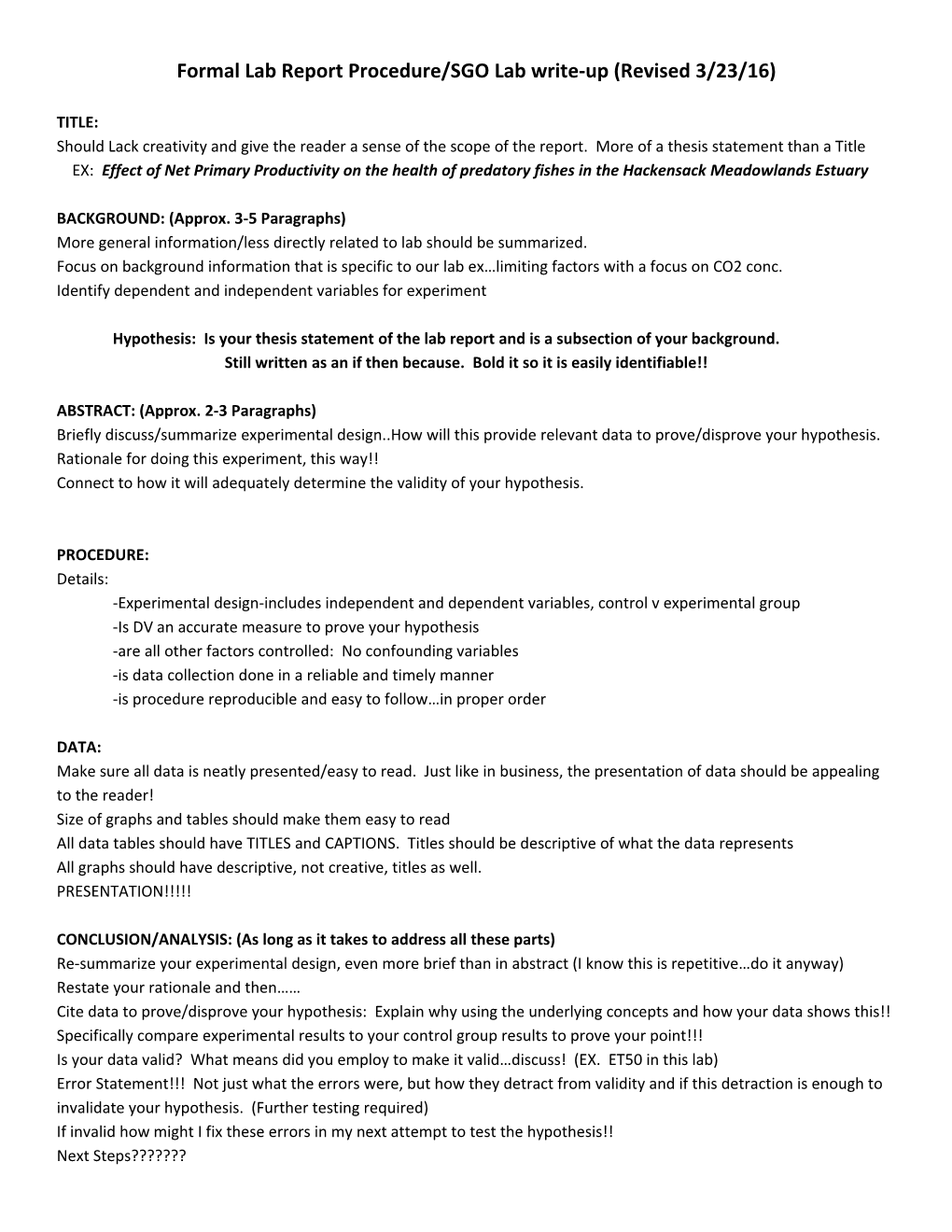 Formal Lab Report Procedure/SGO Lab Write-Up (Revised 3/23/16)