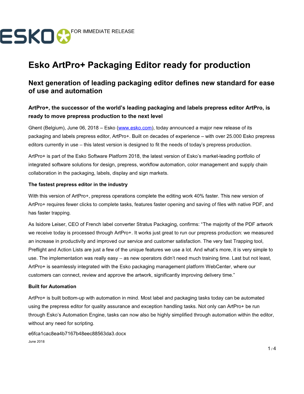 Esko Artpro+ Packaging Editor Ready for Production