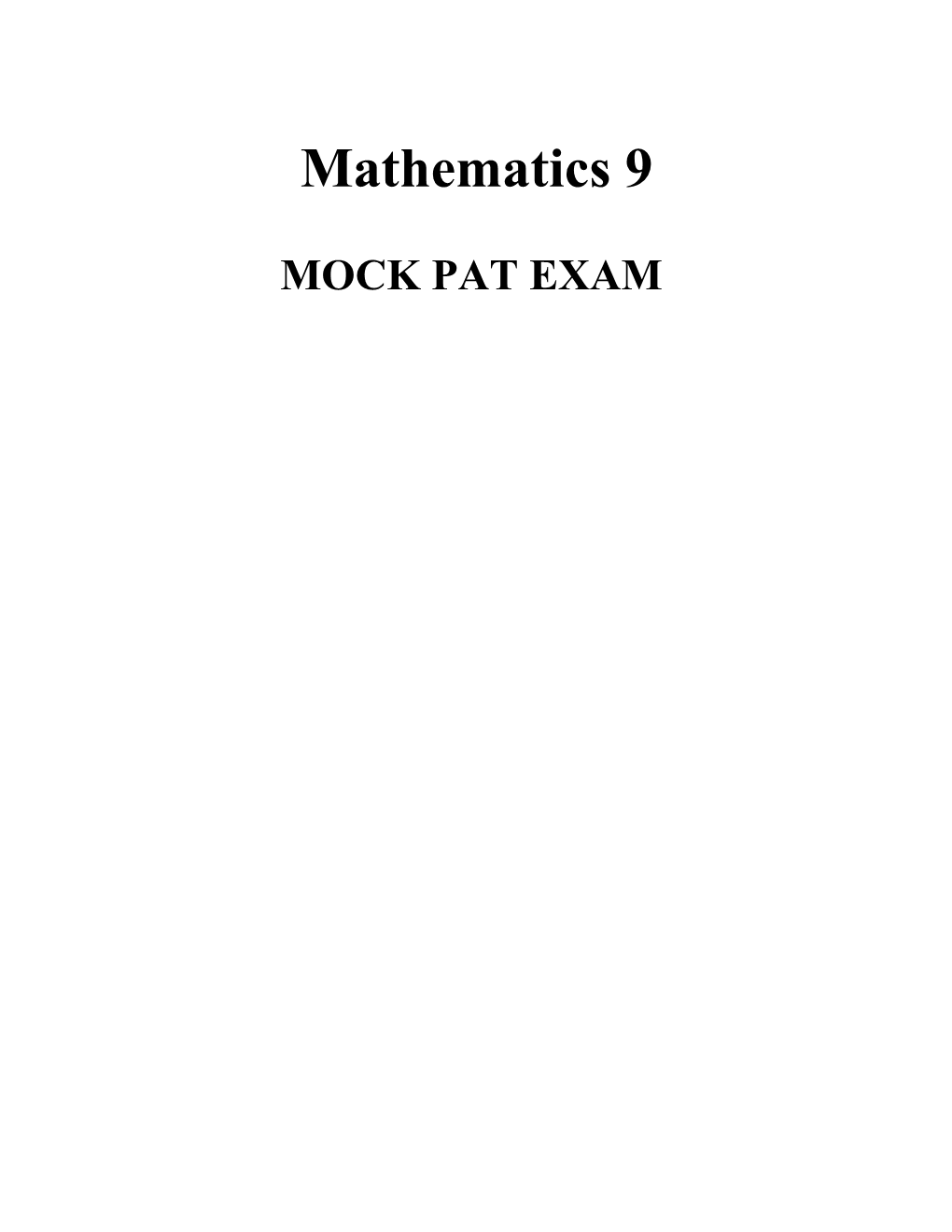 Grade 9 Mock Achievement Test