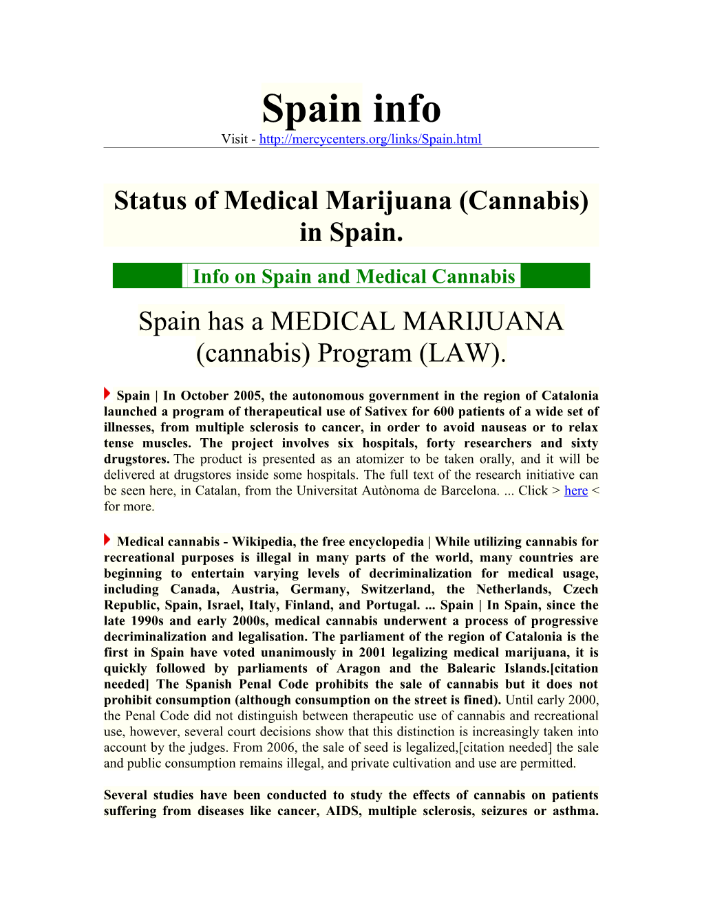 Status of Medical Marijuana (Cannabis) in Spain