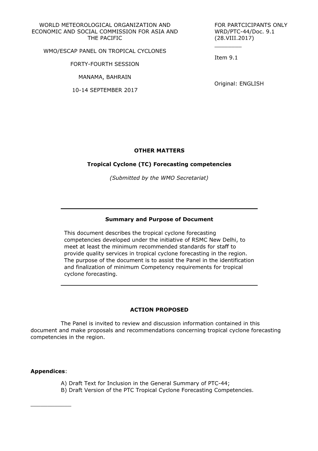 Draft Text for Inclusion in the General Summary of Ec-Lvii