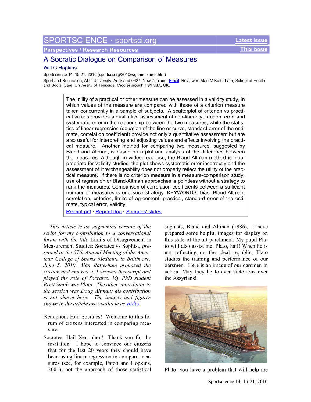 A Socratic Dialogue on Comparison of Measures