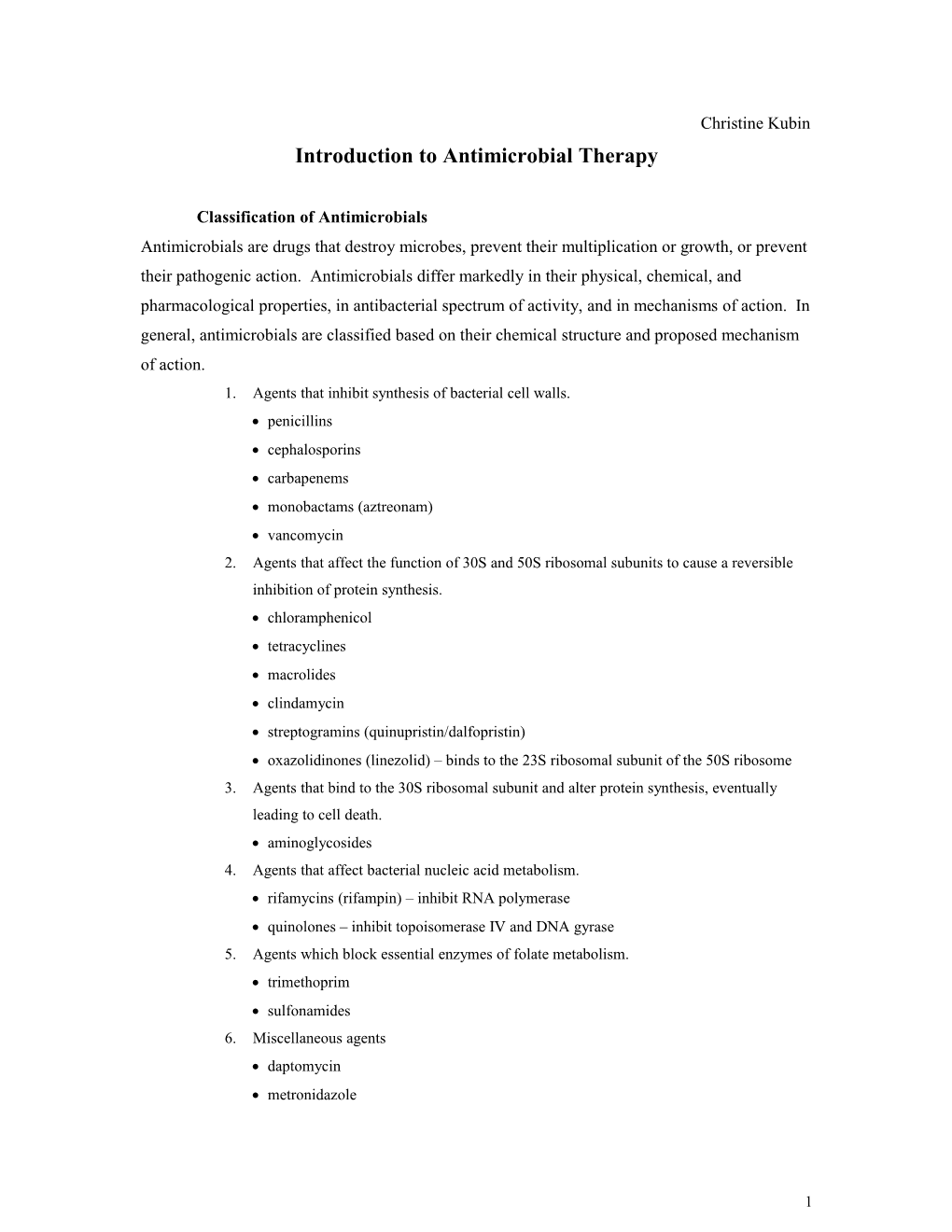 Introduction to Antimicrobial Therapy