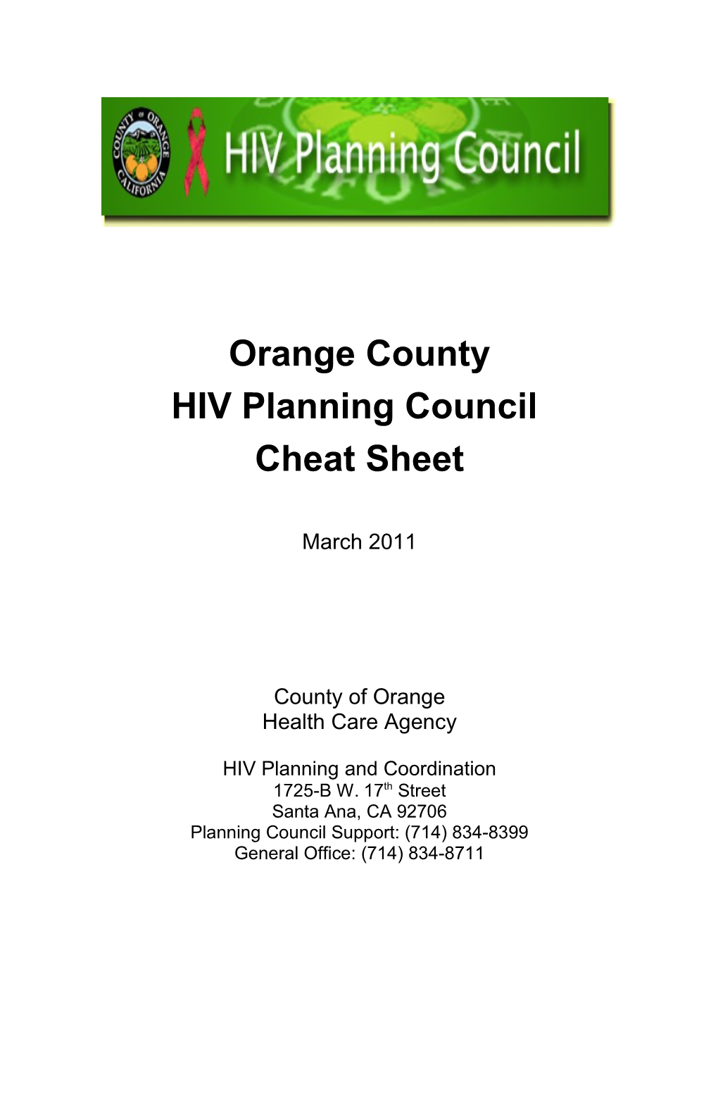 OC HIV Planning Council Cheat Sheet