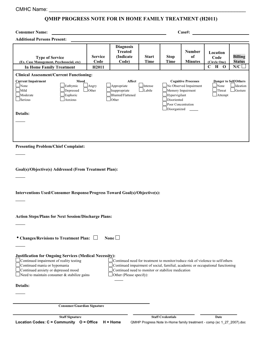 QMHP Progress Note