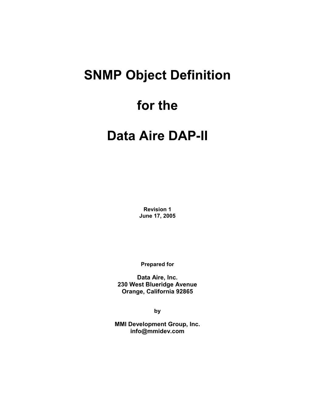 SNMP Object Definition