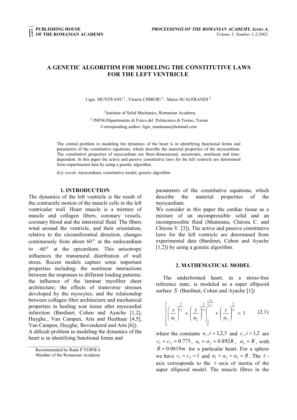 A Genetic Algorithm for Modeling the Constitutive Laws