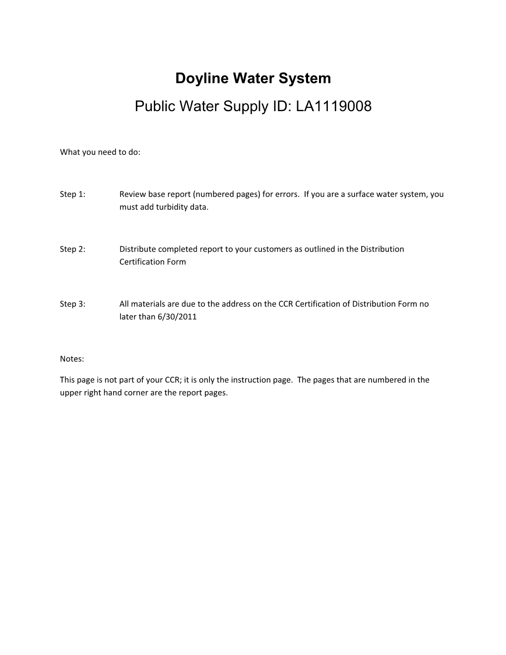 Doyline Water System