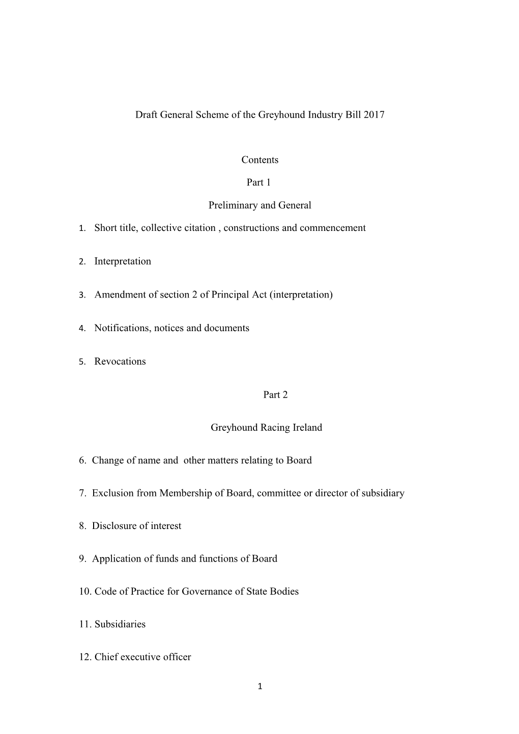 Draft General Scheme of the Greyhound Industry Bill 2017