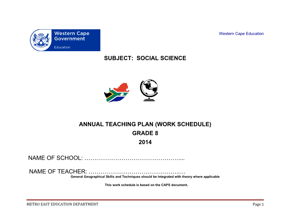 Annual Teaching Plan (Work Schedule)
