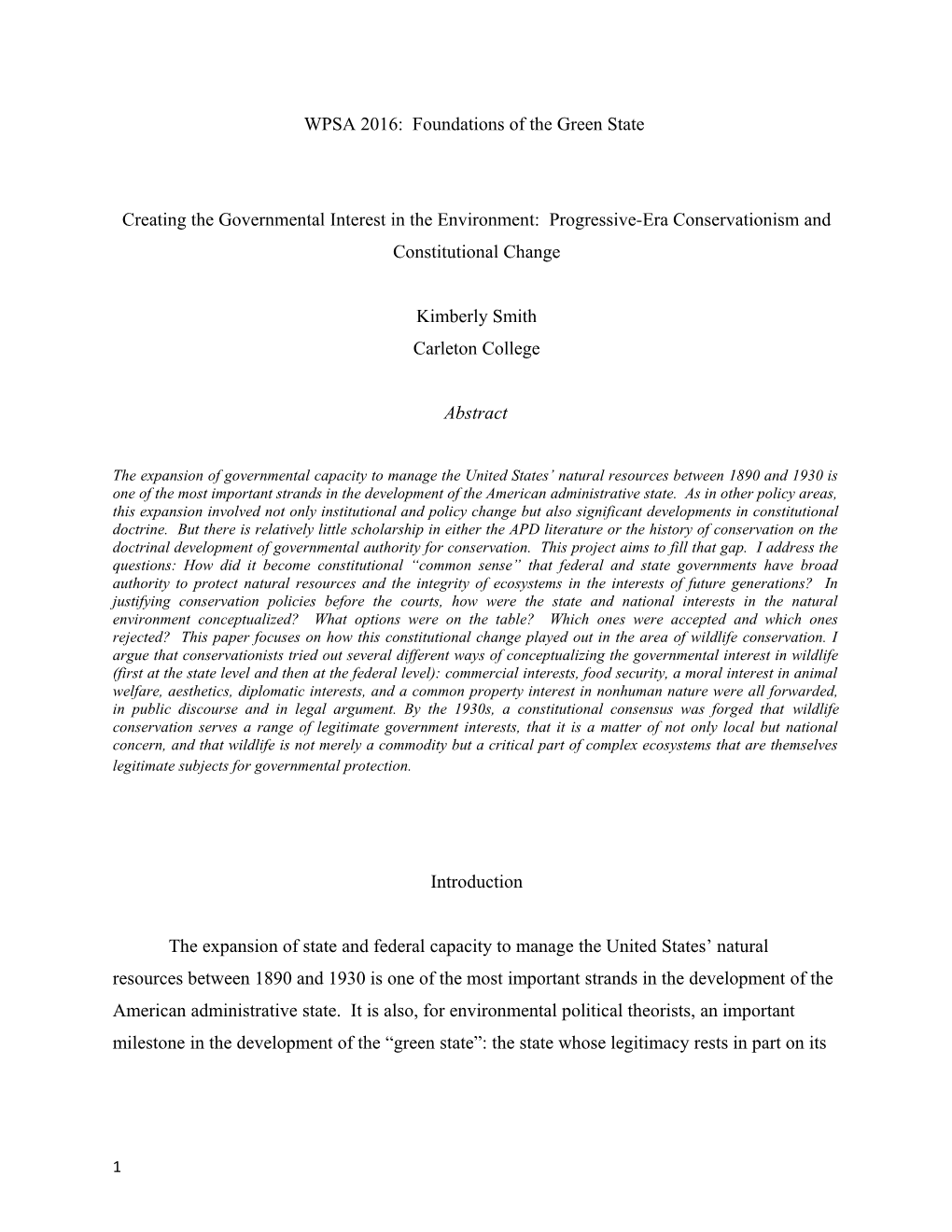 WPSA 2016: Foundations of the Green State