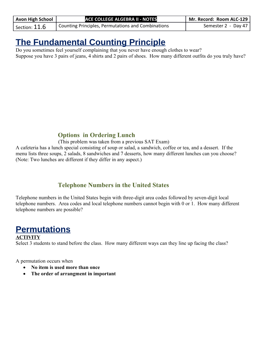 The Fundamental Counting Principle