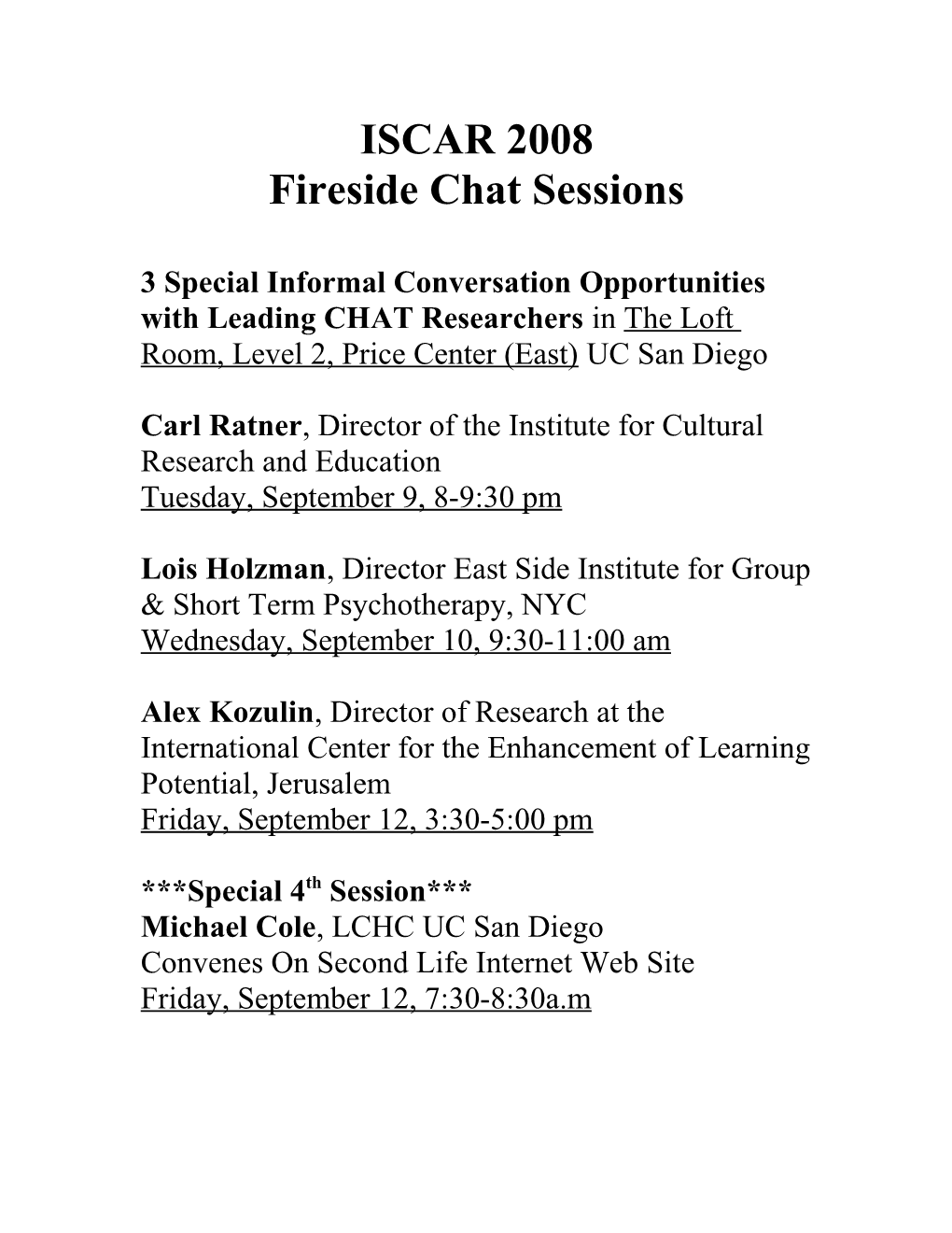 Fireside Chat Sessions
